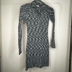 tight black white buttoned collared dress